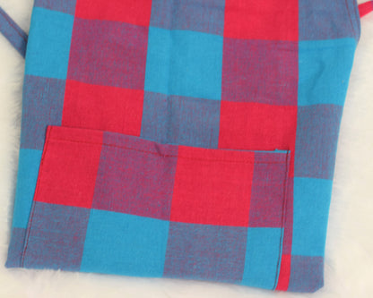 Cotton Checkered Kitchen Apron – Red &  Blue