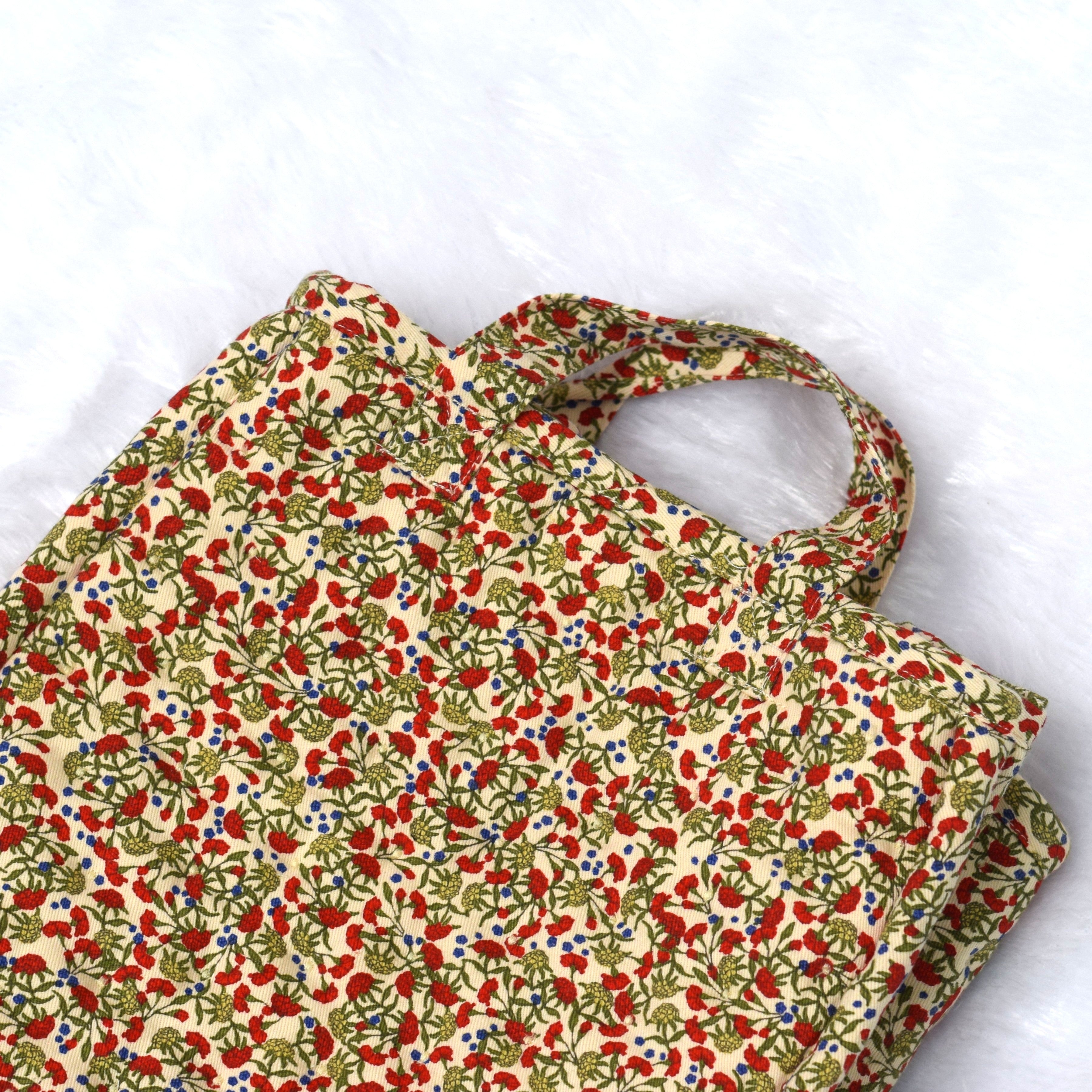Floral Print Cotton Tote Bag
