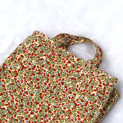 Floral Print Cotton Tote Bag