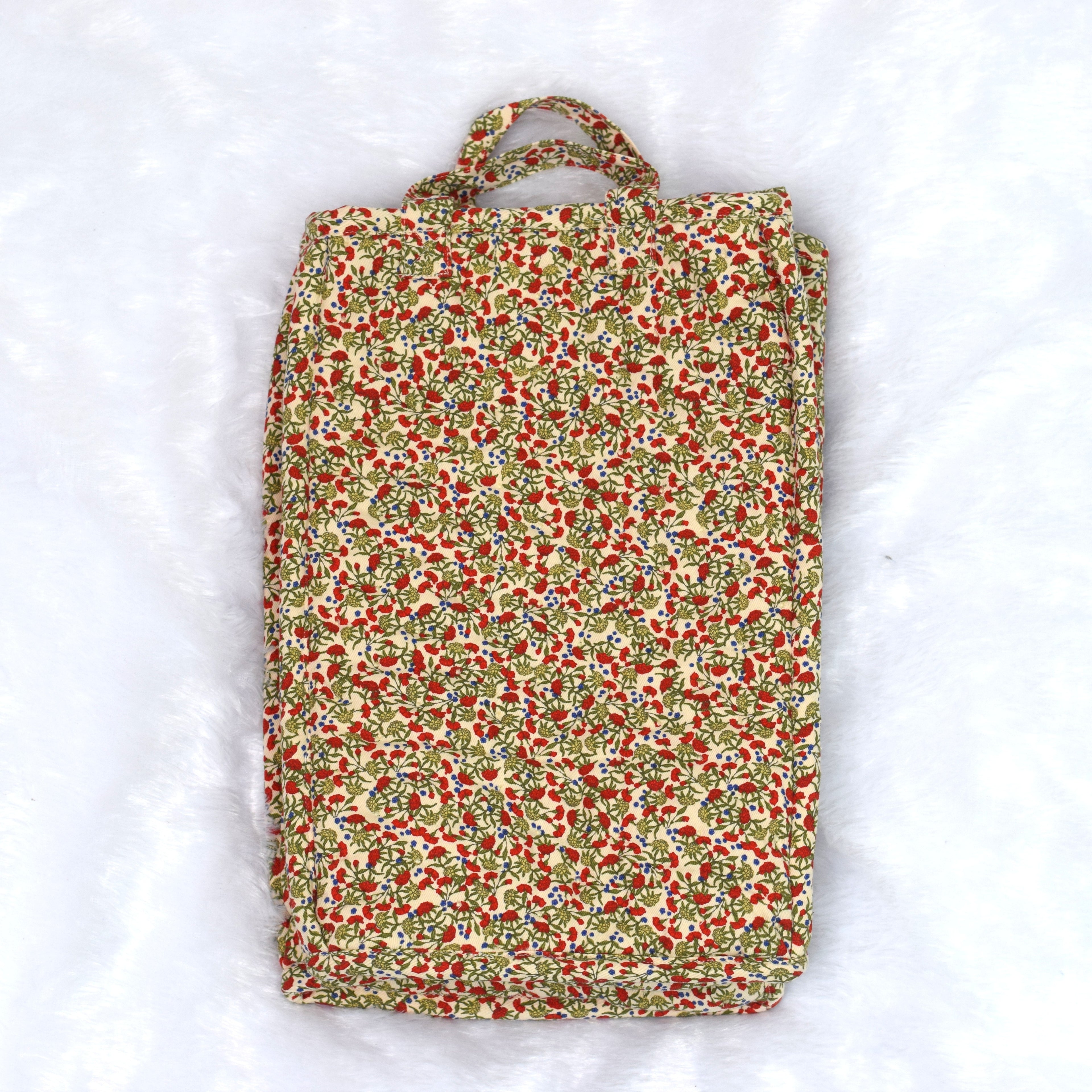 Floral Print Cotton Tote Bag