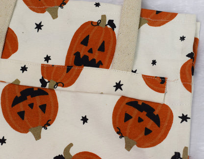 Halloween Pumpkin Printed Canvas Tote Bag – Reusable Trick or Treat Bag