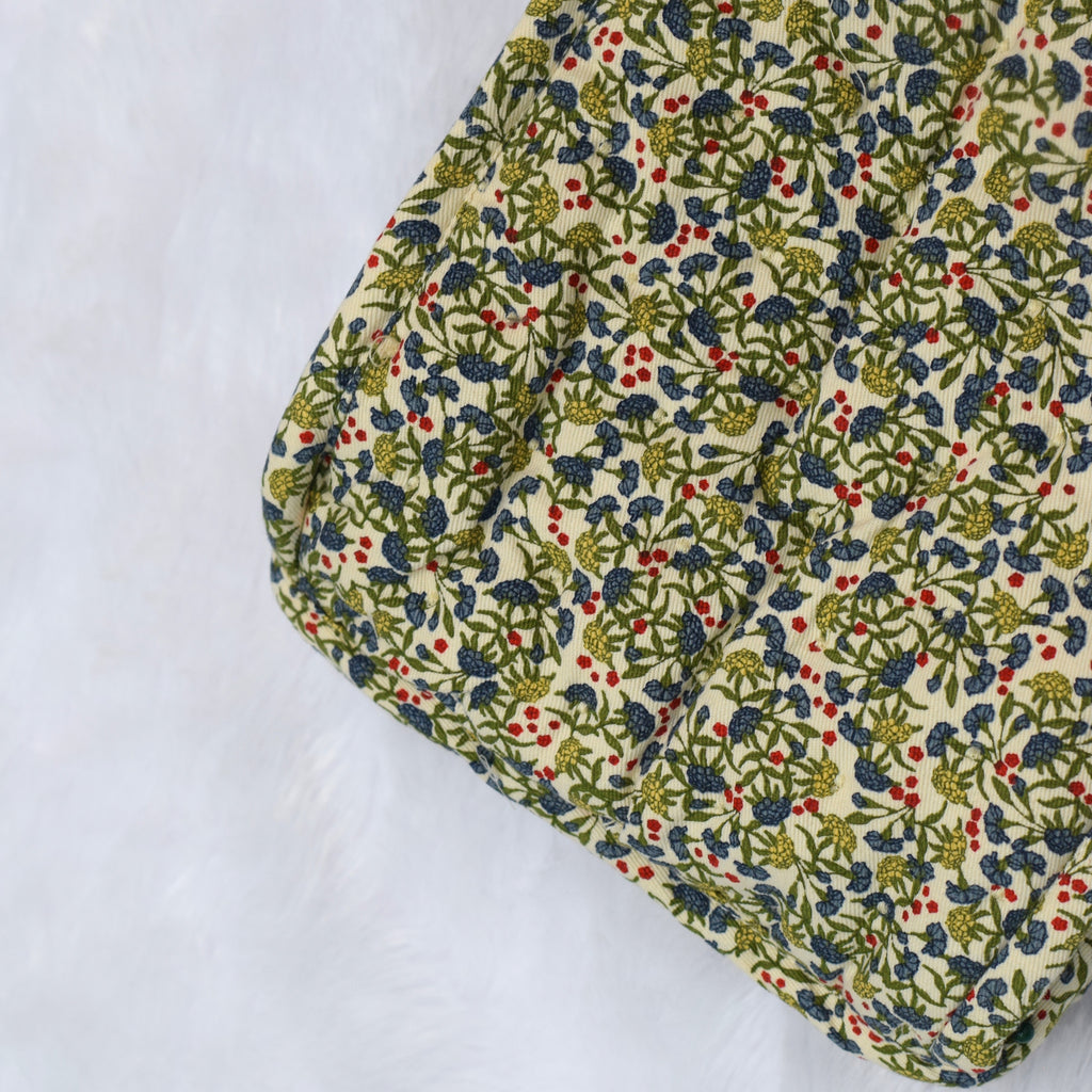 Handmade Quilted Fabric Storage Basket – Floral Print Organizer with Handles