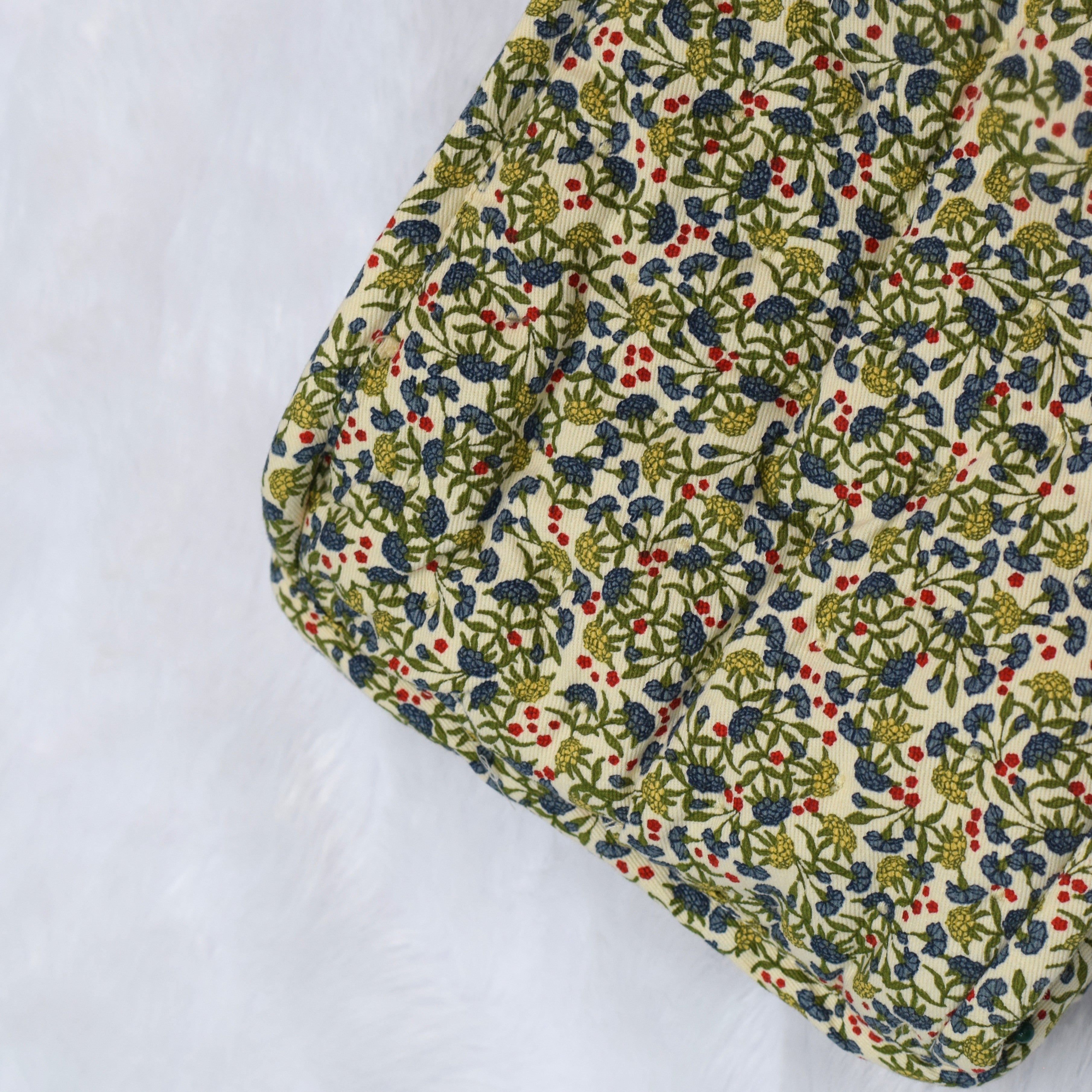 Handmade Quilted Fabric Storage Basket – Floral Print Organizer with Handles