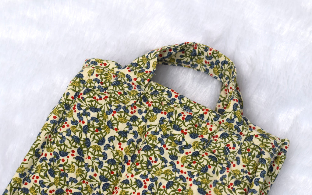 Handmade Quilted Fabric Storage Basket – Floral Print Organizer with Handles