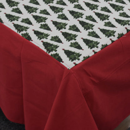 Christmas Tree Printed King Size Cotton Bed Sheet with Pillow Covers