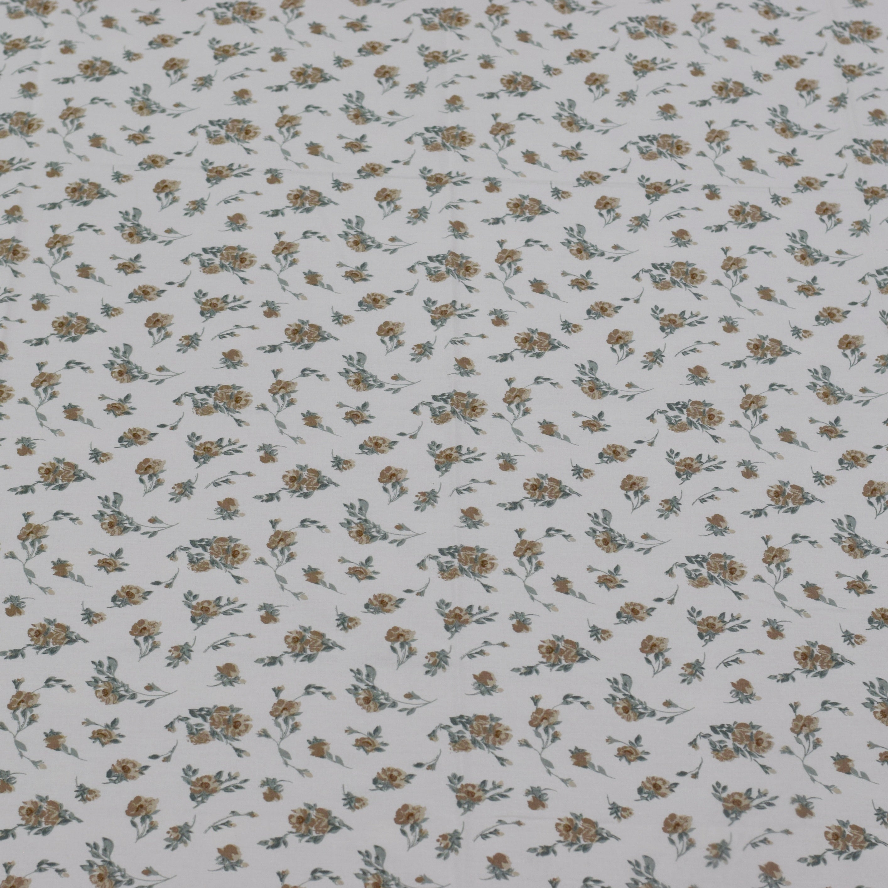 Floral Elegance Cotton Bedsheet Set – White & Mustard Rose Print