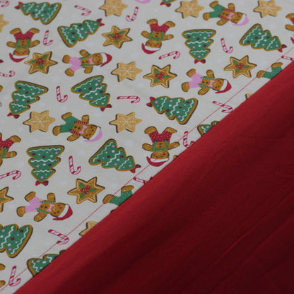 Christmas Festive King Size Bedsheet Set – Gingerbread & Tree Print