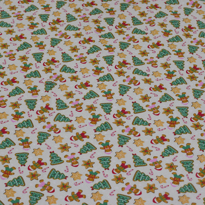 Christmas Festive King Size Bedsheet Set – Gingerbread & Tree Print
