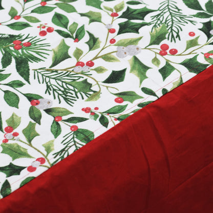 Festive Leaf Print King Size Cotton Bed Sheet Set