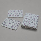 Floral Printed Cotton Bed Sheet Set – 3 Piece (White & Purple Roses)