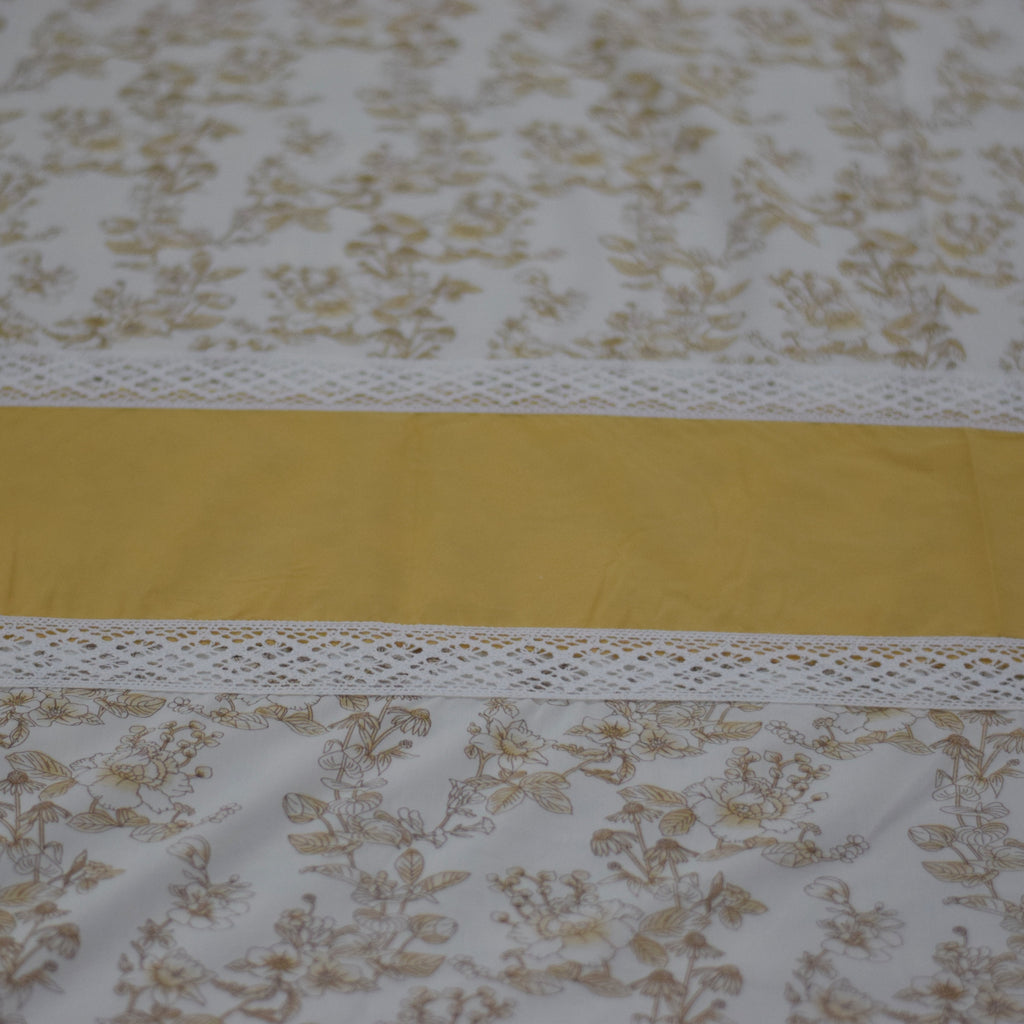Luxury Queen Size Bed Sheet with Pillow Covers – Mustard & White
