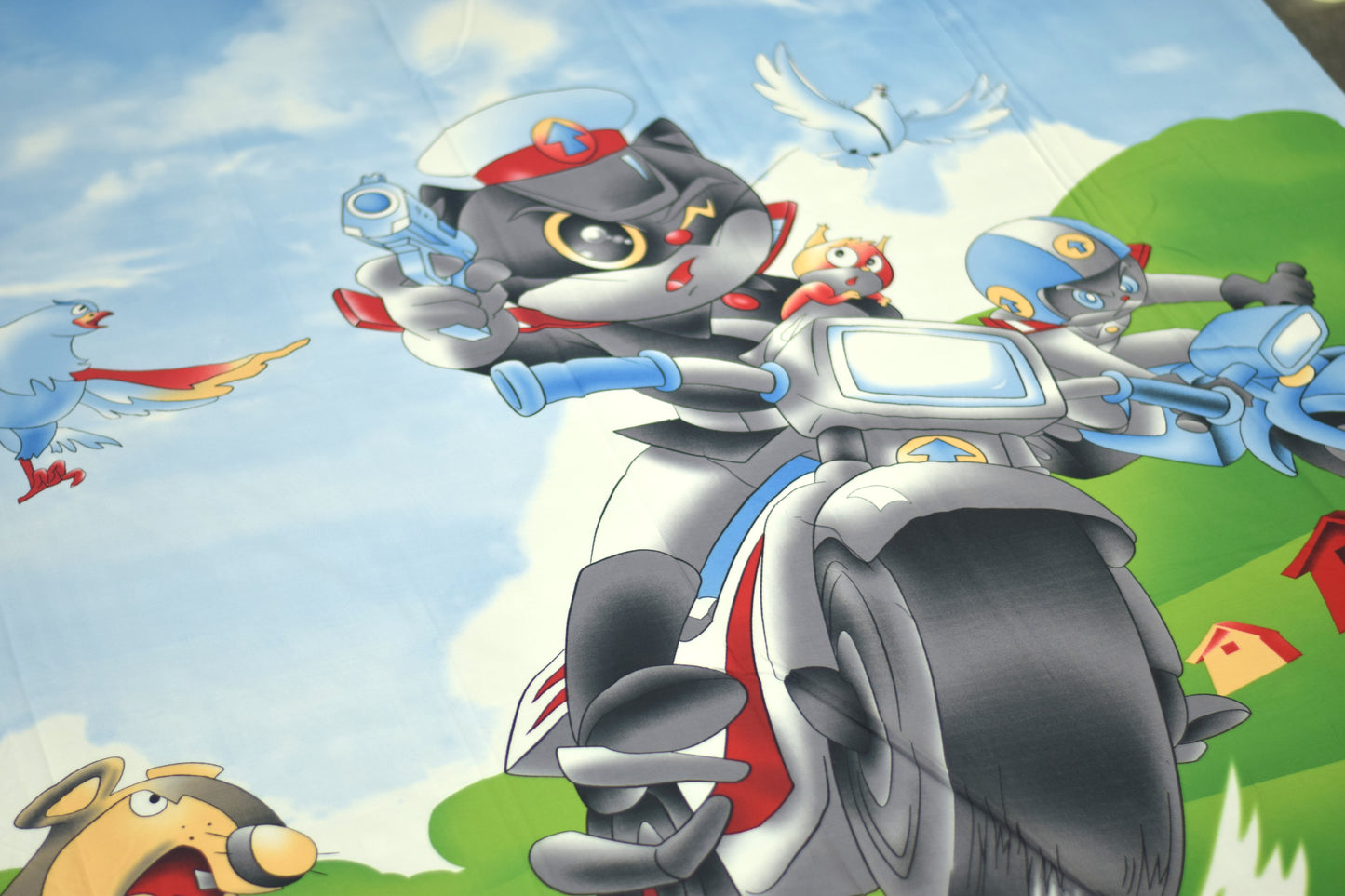 Kids Cartoon Adventure Printed Queen Size Bedsheet with 2 Pillow Covers