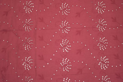 Elegant Maroon & Cream King Size Cotton Bedsheet with Lace Border (2 Pillow Covers Included)