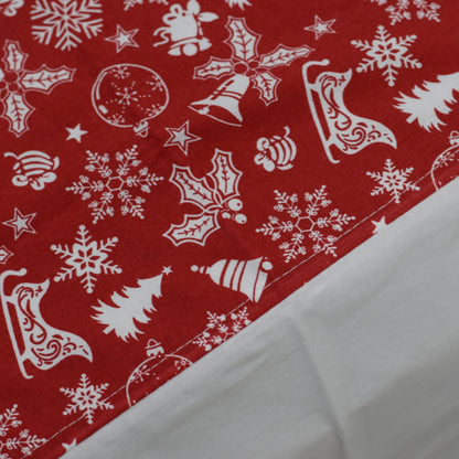 Festive Red Christmas Print King Size Cotton Bed Sheet with Pillow Covers