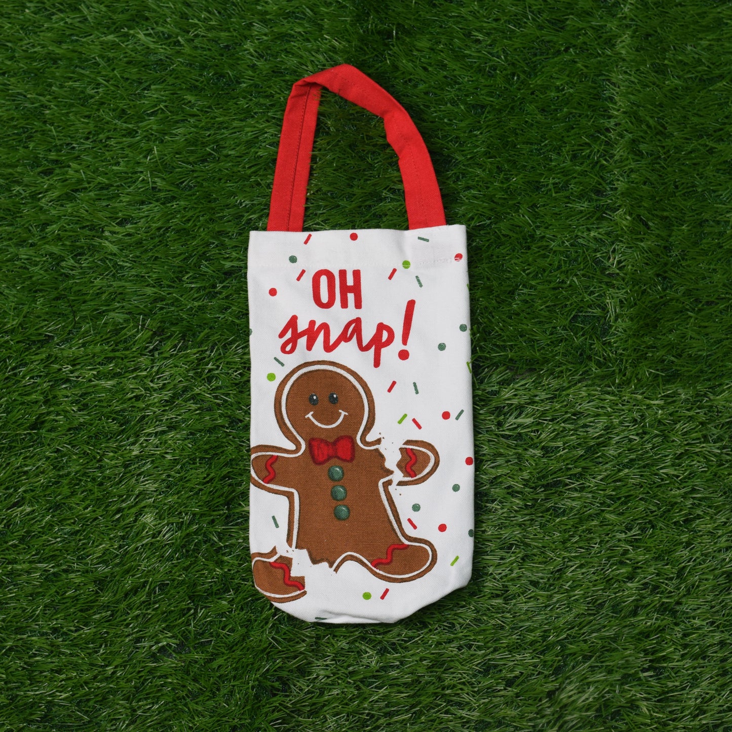 Christmas Gingerbread “Oh Snap!” Wine Bottle Cover – Festive Gift Bag