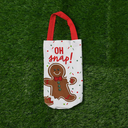 Christmas Gingerbread “Oh Snap!” Wine Bottle Cover – Festive Gift Bag