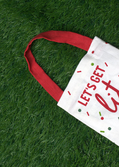 Christmas “Let’s Get Lit” Wine Bottle Cover Bag – Festive Gift Bag with Handle