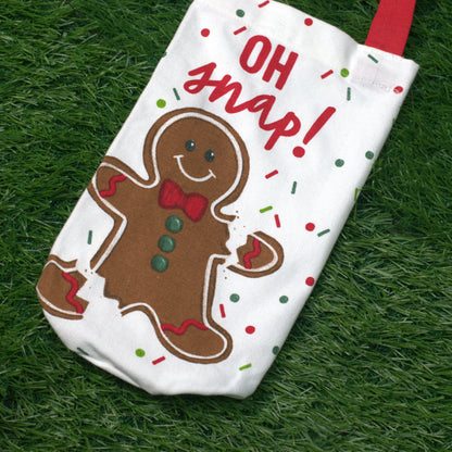 Christmas Gingerbread “Oh Snap!” Wine Bottle Cover – Festive Gift Bag