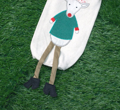 Christmas Reindeer Wine Bottle Cover – Holiday Table & Gift Decor