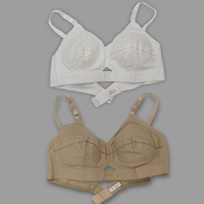 Comfort Fit Non-Wired Cotton Bra Set of 2 (Beige & White)