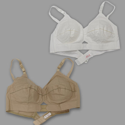 Comfort Fit Non-Wired Cotton Bra Set of 2 (Beige & White)