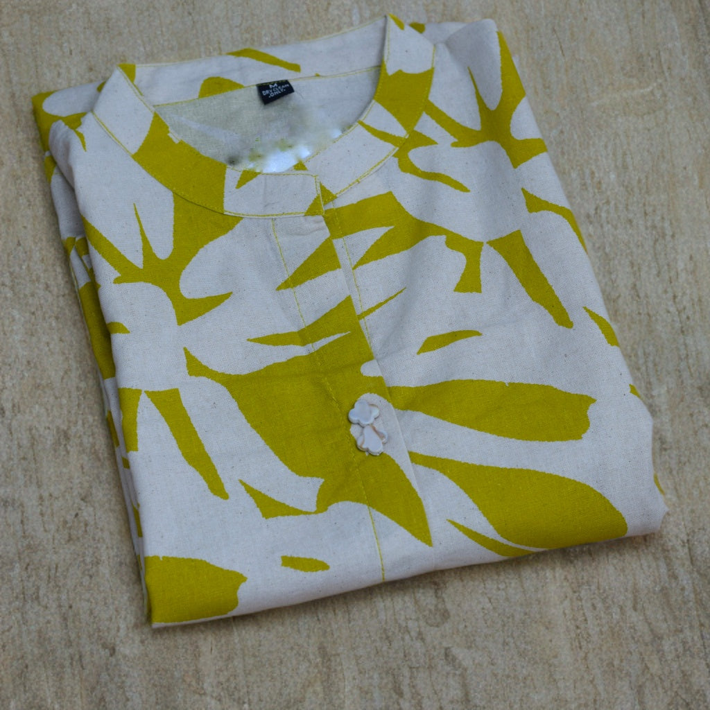 Bright Yellow Floral Co-Ord Set – Sleeveless Kurta with Straight Pants