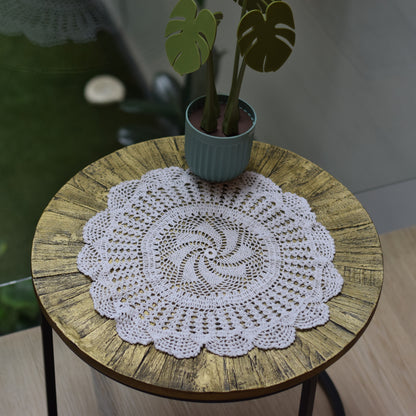 Handmade 14-Inch Crochet Doily – Elegant Table Decor