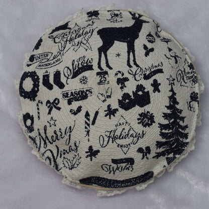 Handcrafted Christmas Round Reversible Cushion – 20 Inch Decorative Festive Pillow