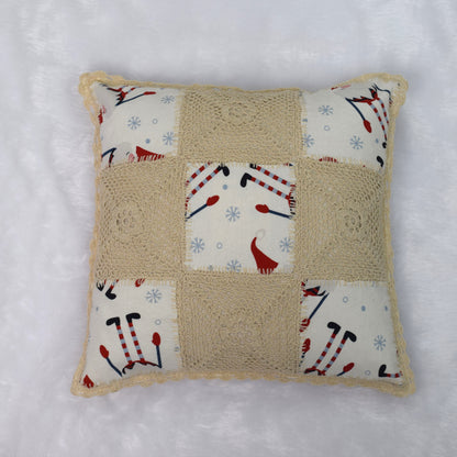 Handmade Crochet Patchwork Cushion Cover 16x16 Inch