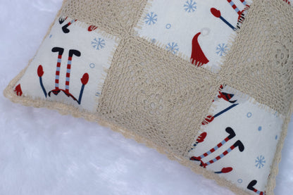 Handmade Crochet Patchwork Cushion Cover 16x16 Inch