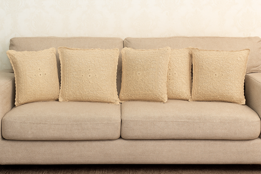 Set of 5 Handmade Beige Crochet Cushion Cover – Elegant Vintage Design
