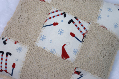 Handmade Crochet Patchwork Cushion Cover 16x16 Inch