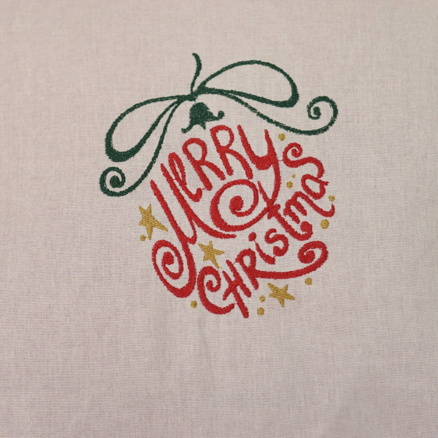 Handmade Christmas Cushion Covers (Set of 2) | 16x16 Inch Embroidered Merry Christmas Design with Lace Border