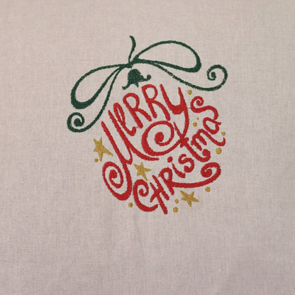 Handmade Christmas Cushion Covers (Set of 2) | 16x16 Inch Embroidered Merry Christmas Design with Lace Border