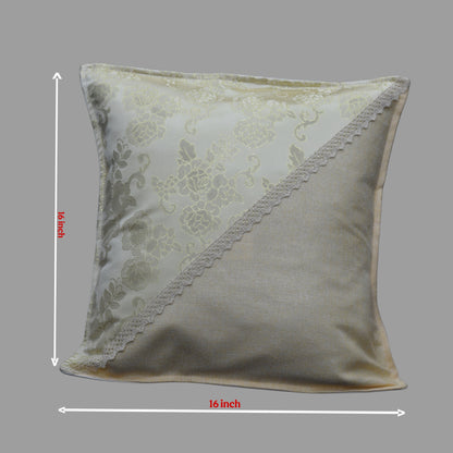 Elegant Beige Floral & Jute Diagonal Design Cushion Covers – Set of 2