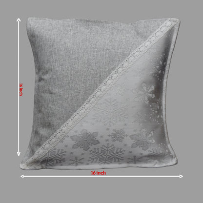Elegant Silver Snowflake Design Cushion Cover set of 2