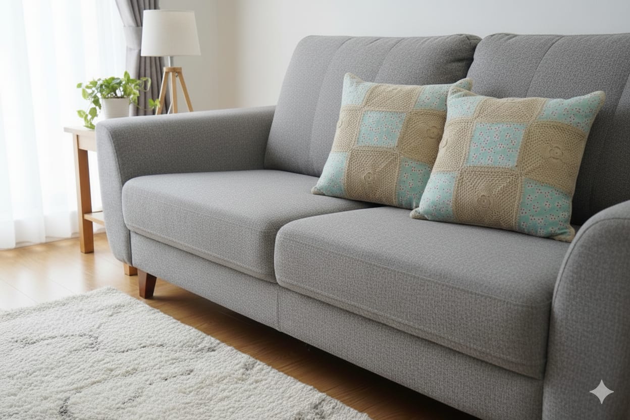 Handmade Crochet & Floral Patchwork Cushion Cover – 16x16 Inch