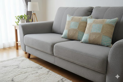 Handmade Crochet & Floral Patchwork Cushion Cover – 16x16 Inch