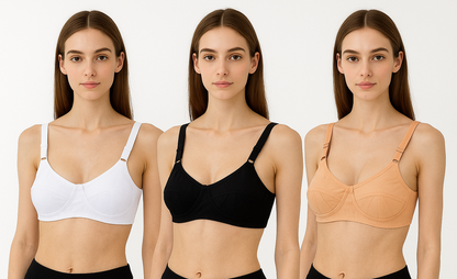 Set of 3 Saree Bras – White, Black &; Beige | Everyday Comfort