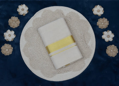 Elegant Traditional Kodi Cotton Dhoti with Golden Zari Border