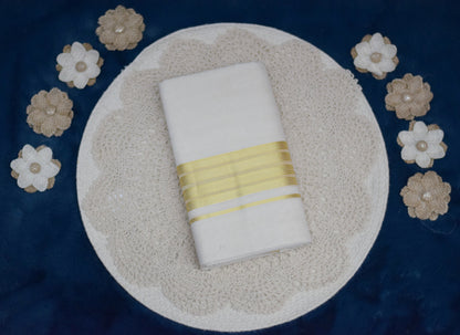 Traditional Kodi Cotton Dhothi with Golden Zari Border