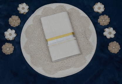 Men's Traditional White Cotton Dhoti with Gold Border – Elegant Ethnic Wear