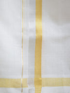 Men's Traditional White Cotton Dhoti with Gold Border – Elegant Ethnic Wear