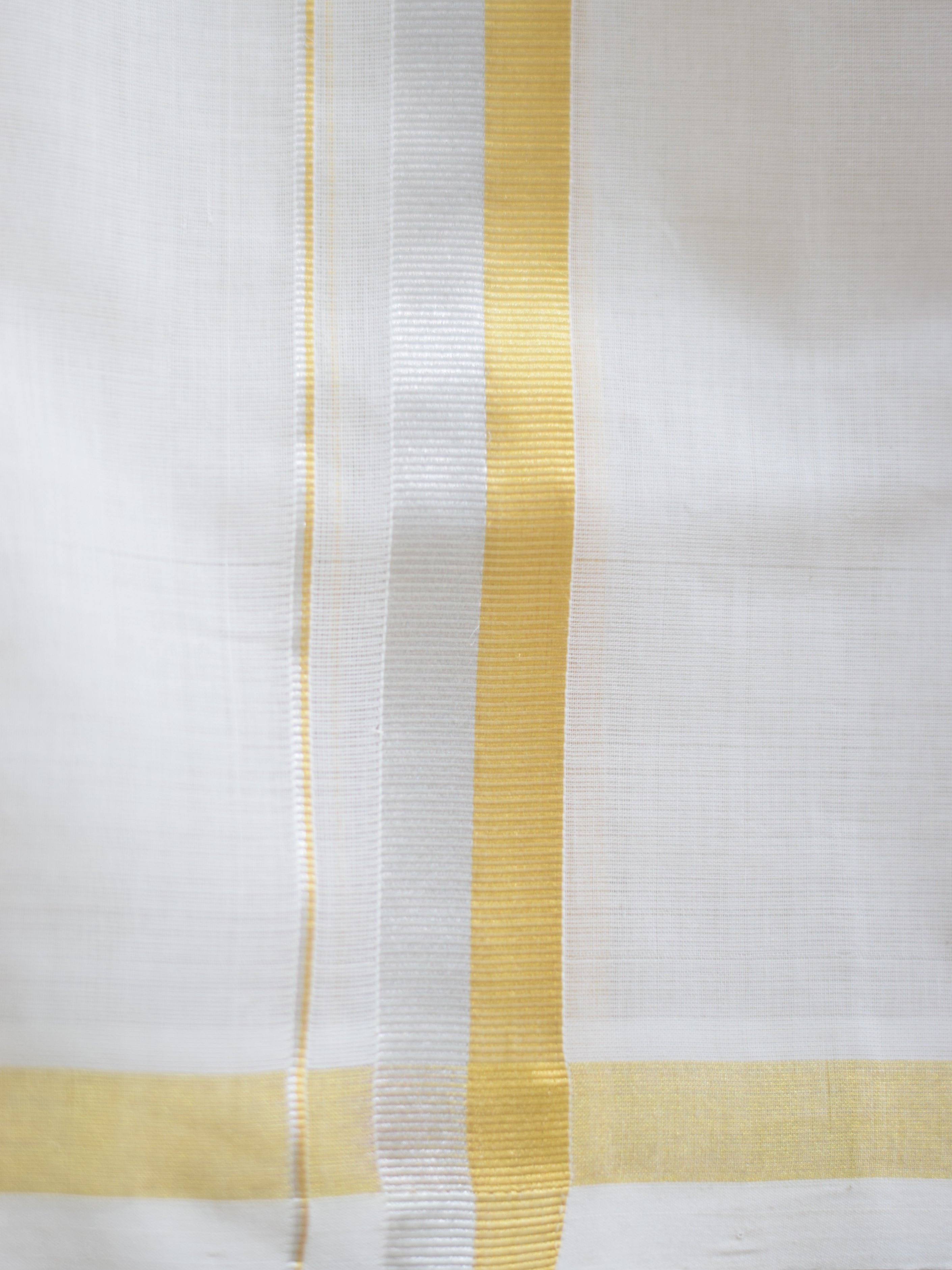 Men's Traditional White Cotton Dhoti with Gold Border – Elegant Ethnic Wear