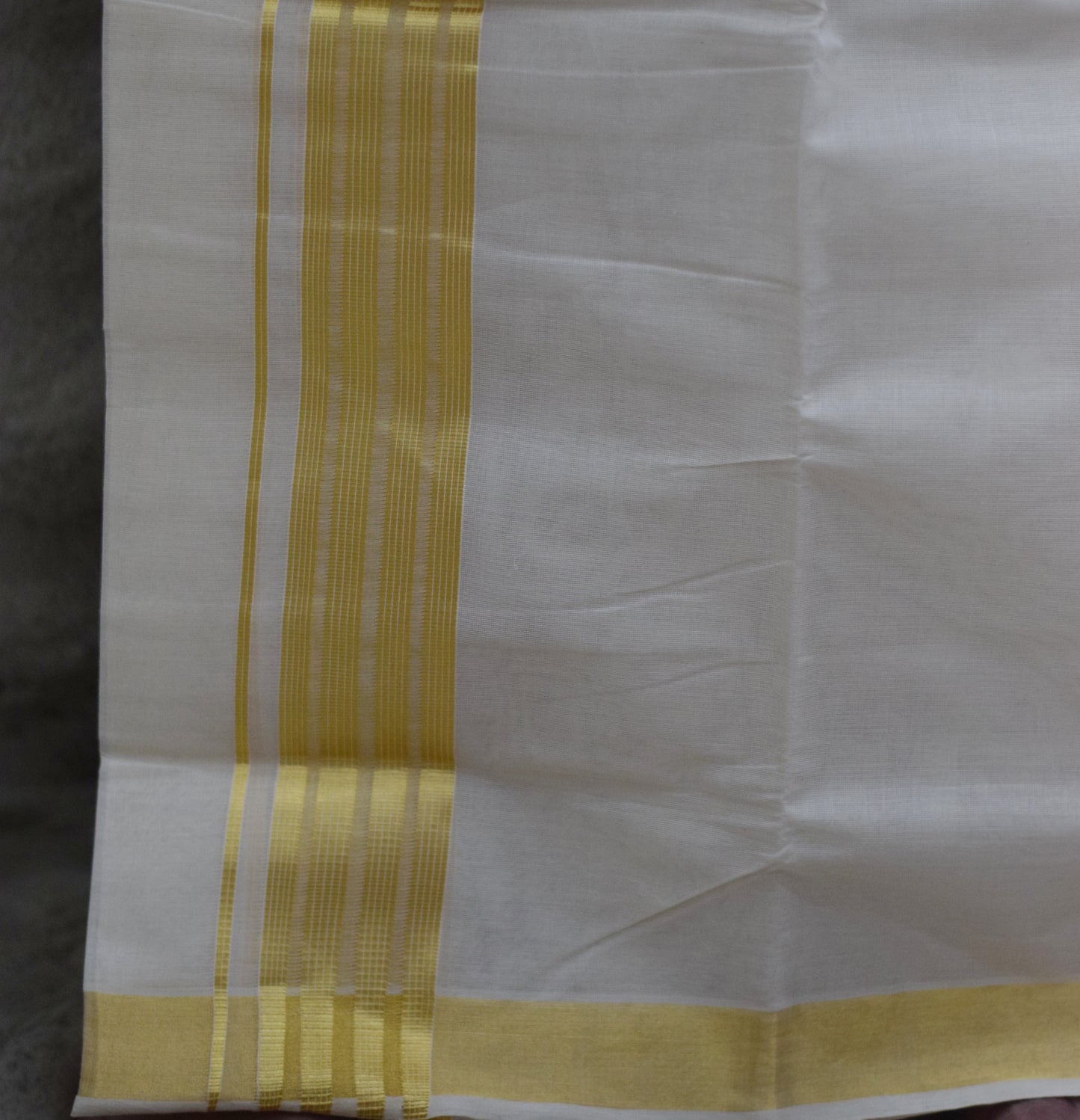 Traditional Kodi Cotton Dhothi with Golden Zari Border