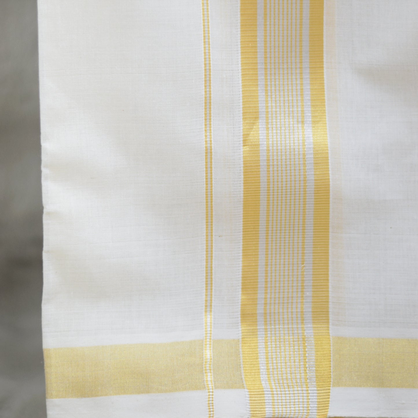 Traditional White Cotton Dhoti with Golden Border – Men's Ethnic Wear