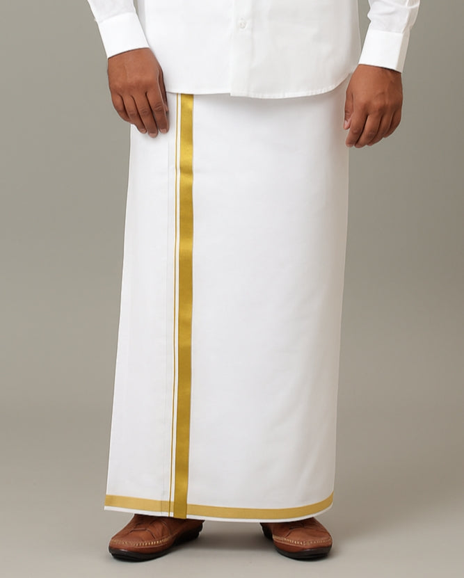 Traditional Kodi Cotton Dhothi with Golden Border
