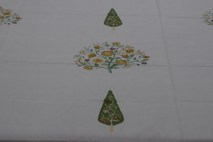 Elegant Garden Bloom Printed Queen Size Cotton Bedsheet with Pillow Covers