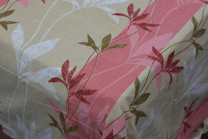 Elegant Floral King Size Bedsheet – Beige & Pink Leaf Print