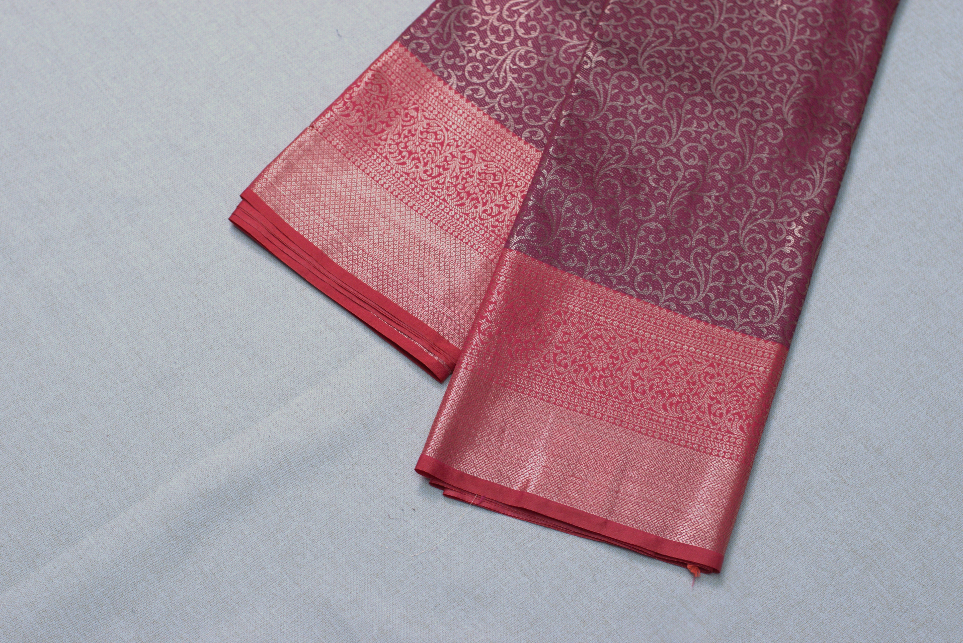 Elegant Cotton Silk Saree with Rich Zari Border – Maroon & Rose Gold Traditional Saree